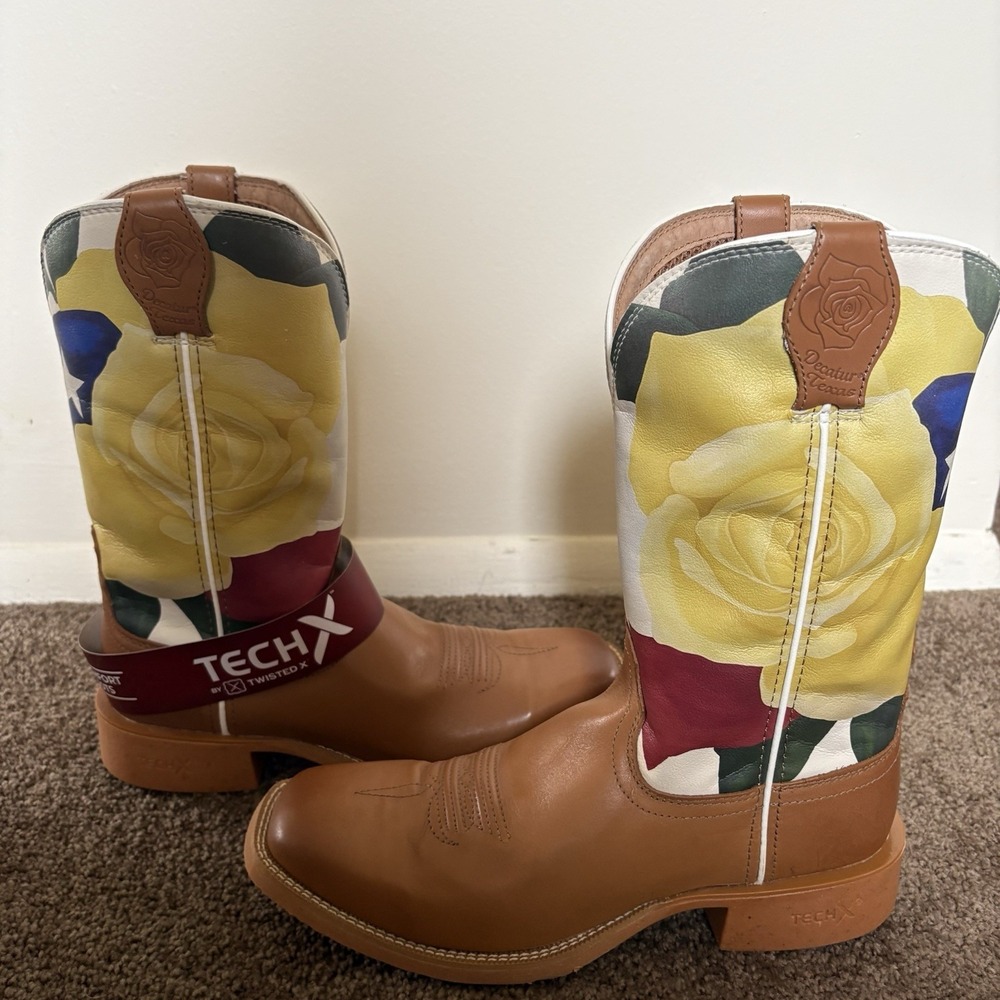 Twisted X Olivia Bennett 9B Decatur Texas Western Tech X Boots‎ Rose Leather
